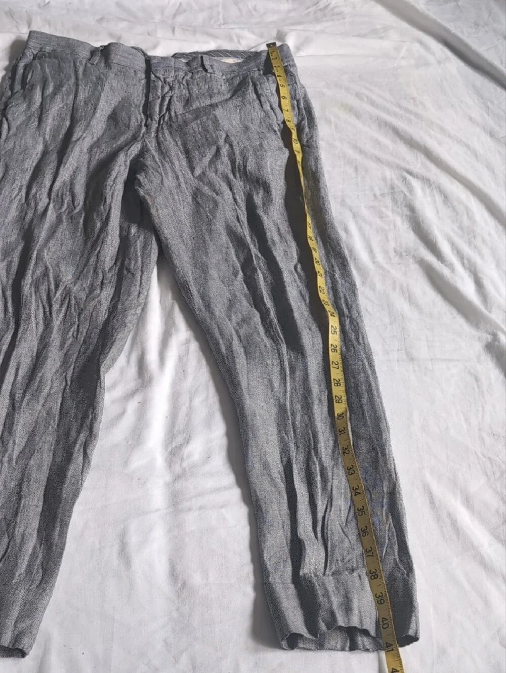 Men's Gray Linen Murano Slim Fit Dress Pants